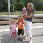 at the train station with oma